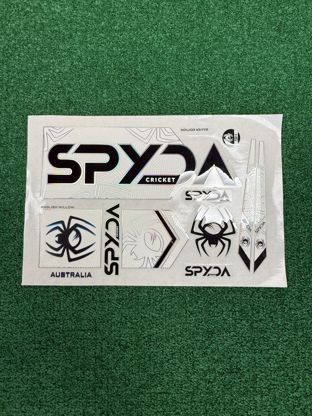 SPYDA Premium Holographic Cricket Bat Stickers - Black Players Edition