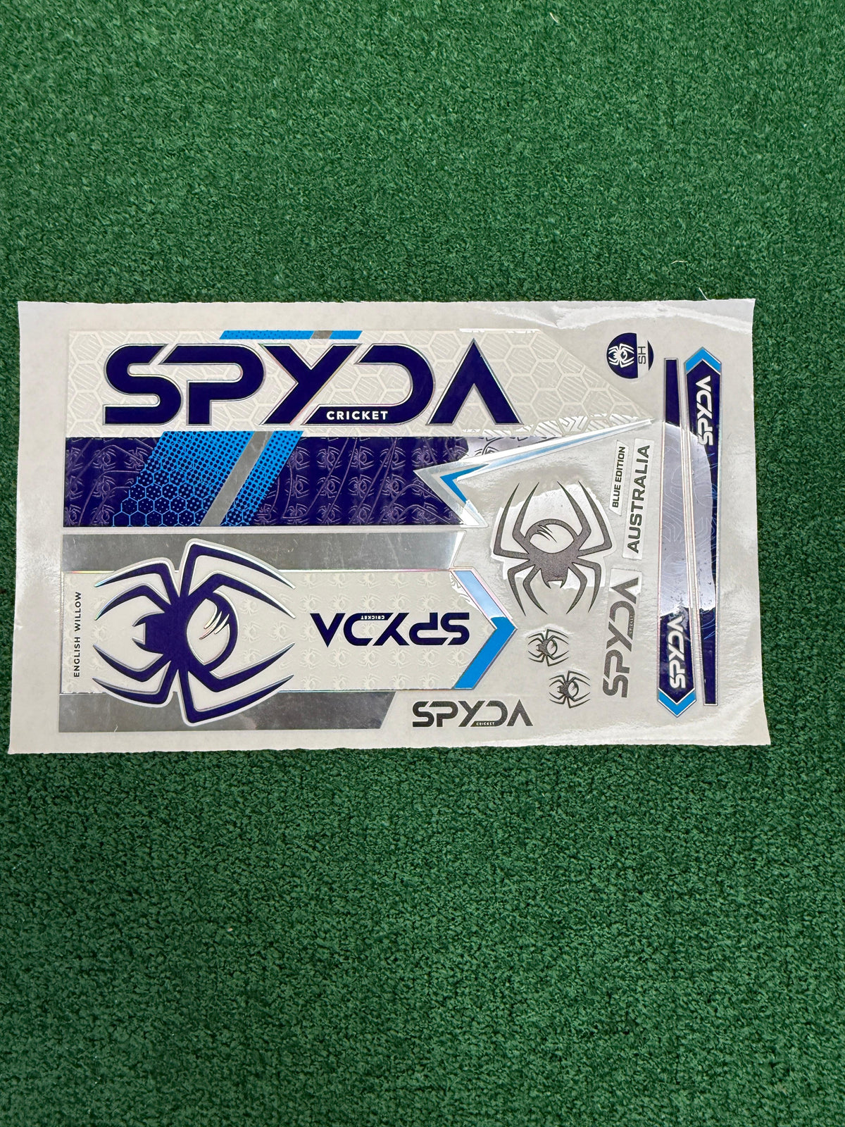 SPYDA Premium Holographic Cricket Bat Stickers - Blue Edition