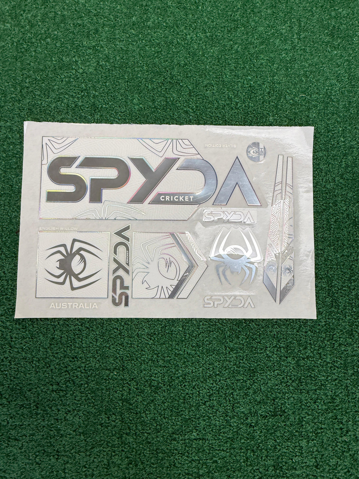 SPYDA Premium Holographic Cricket Bat Stickers - Silver Edition