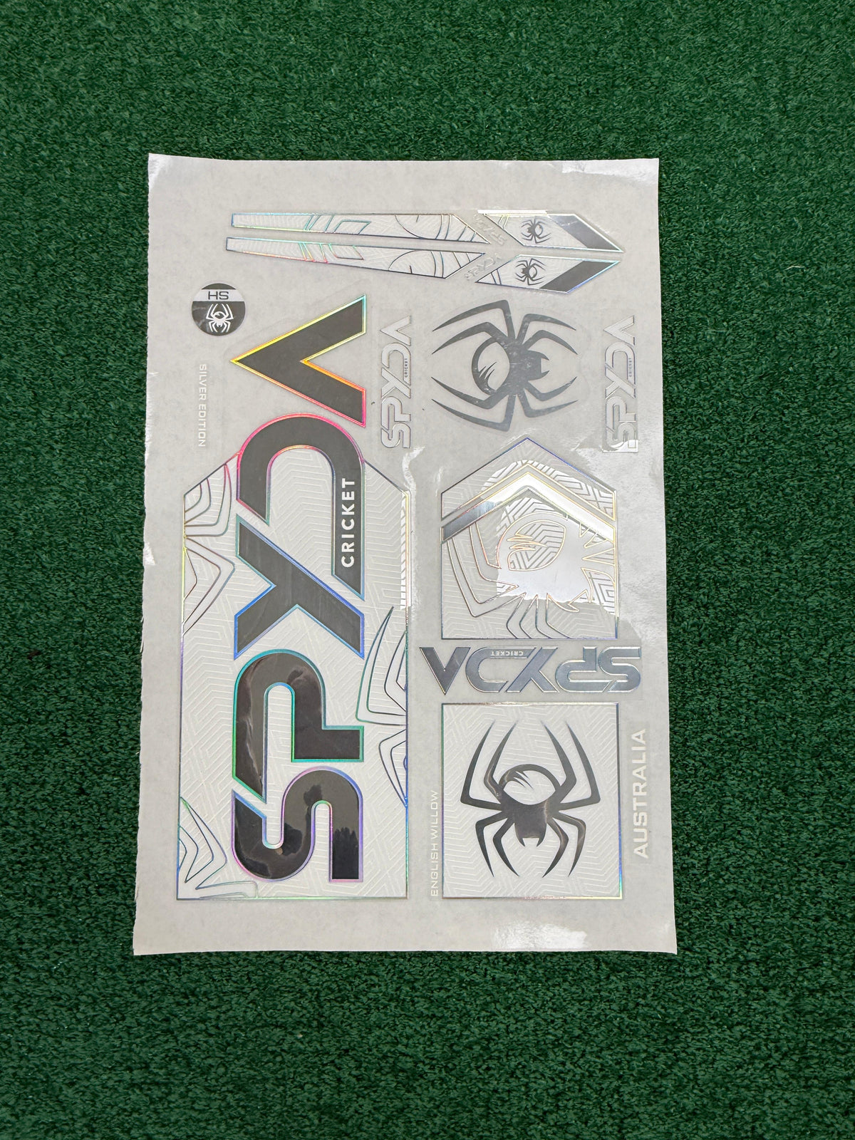 SPYDA Premium Holographic Cricket Bat Stickers - Silver Edition