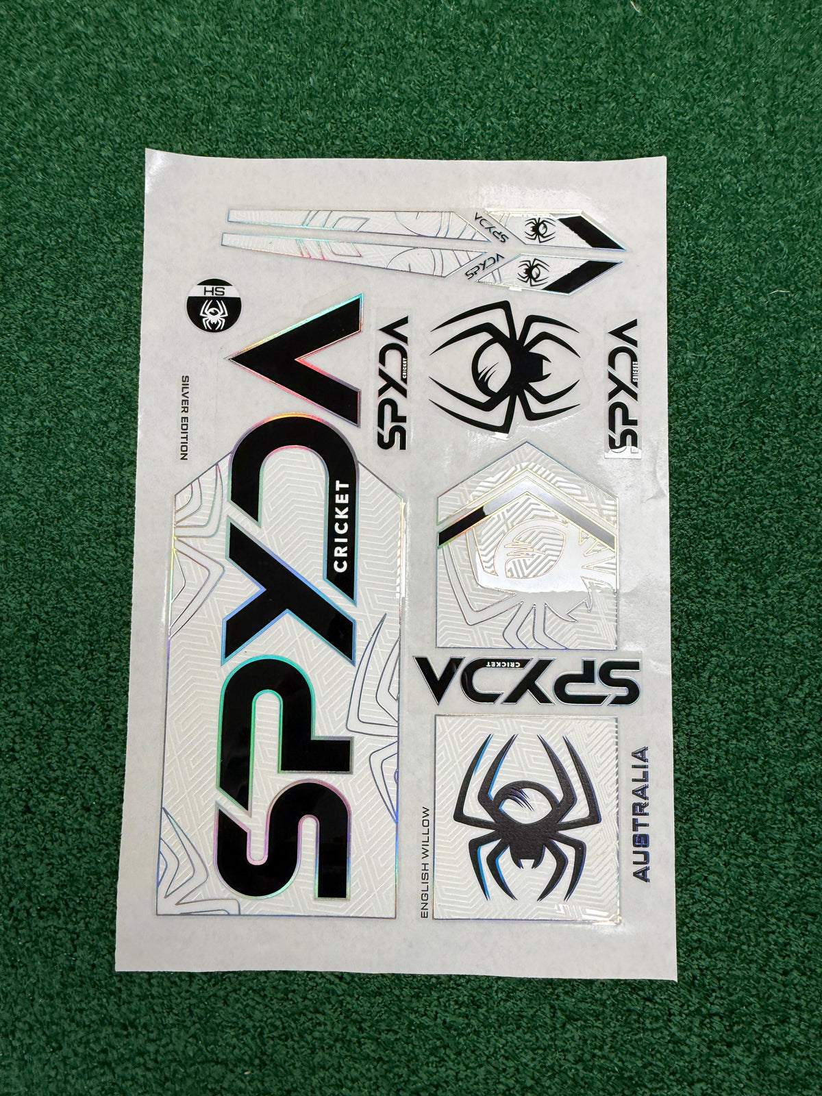 SPYDA Premium Holographic Cricket Bat Stickers - Black Players Edition