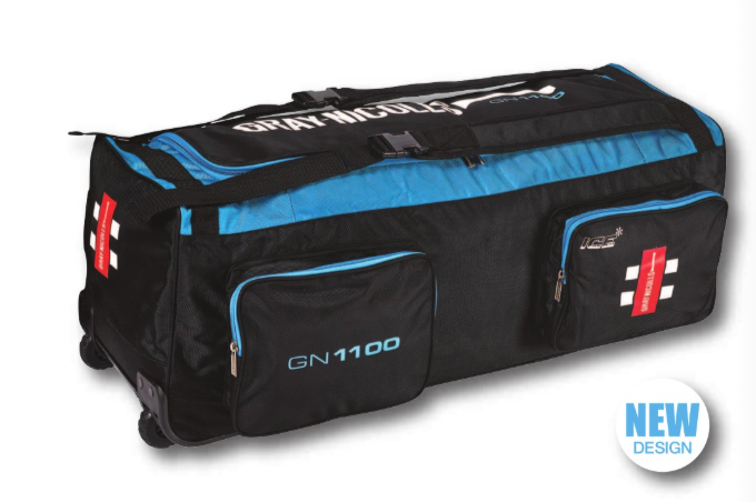Gray Nicolls GN 1100 Wheel Cricket Bag - Black/Cyan - 26/27
