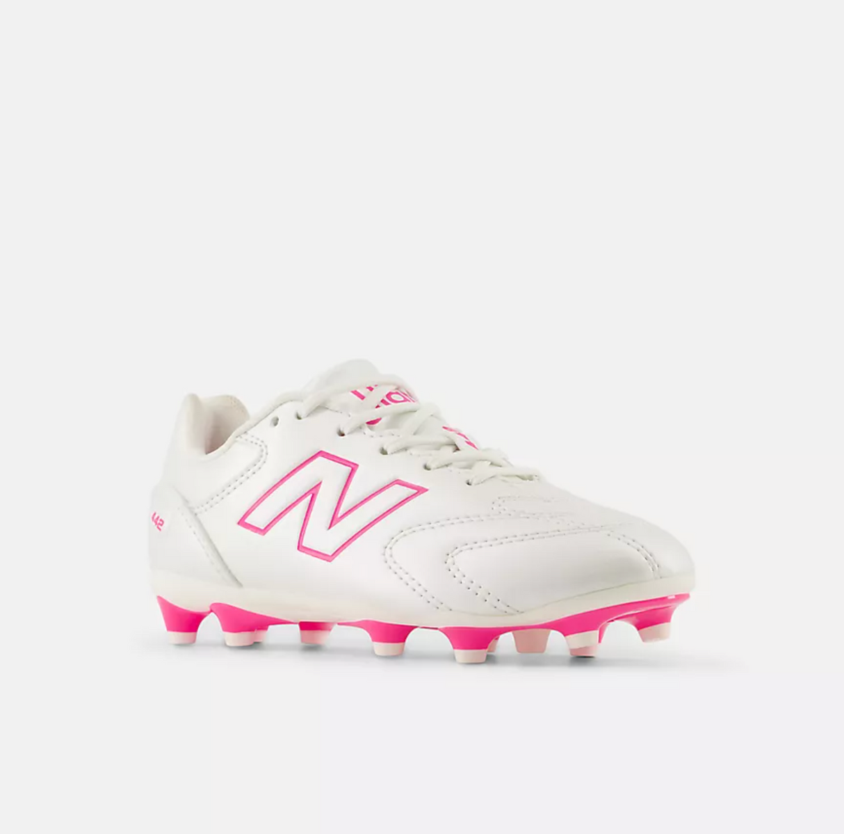 New Balance 442 Team FG V3 Junior Football Shoes – Sea Salt with Pink Heat - Medium Fit