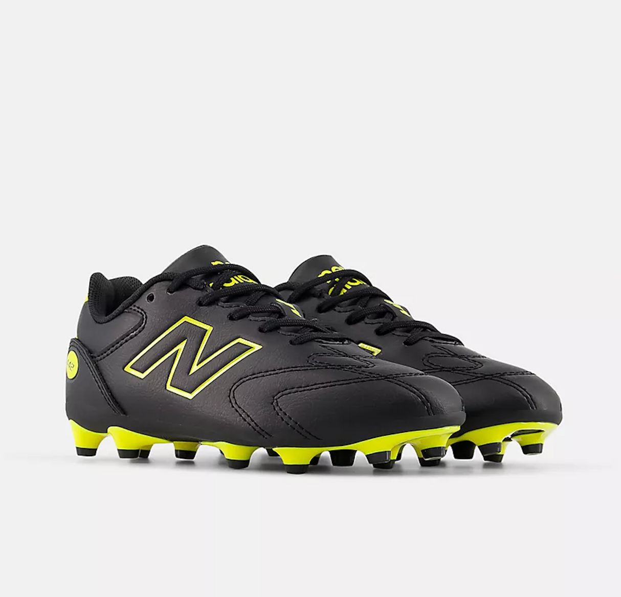New Balance 442 Team FG V3 Kid's Football Shoes – Black with Punchy Yellow (F M Medium Fit)