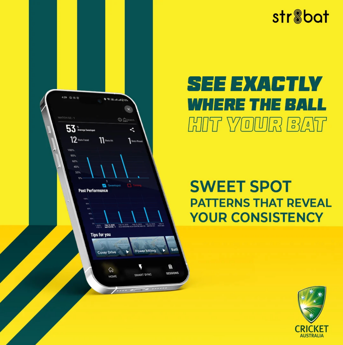 STR8BAT Pro Cricket Bat Smart Sticker V2.0 – Cricket Australia
