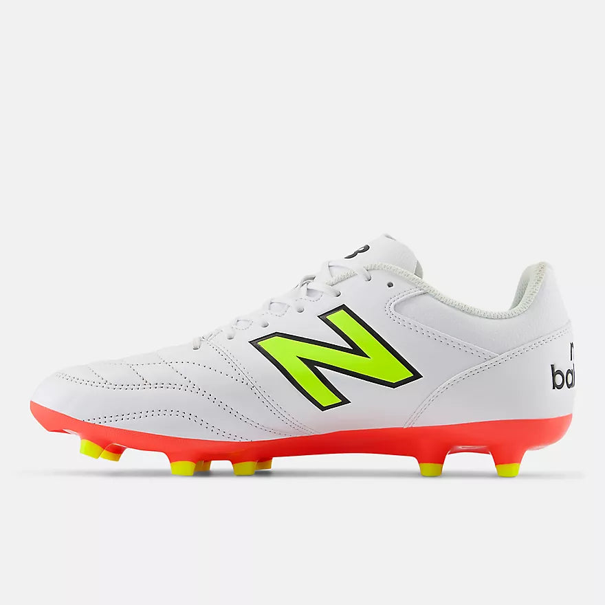 New Balance 442 Team FG V2 Men's Football Shoes - White/Energy Red/Hi-Lite