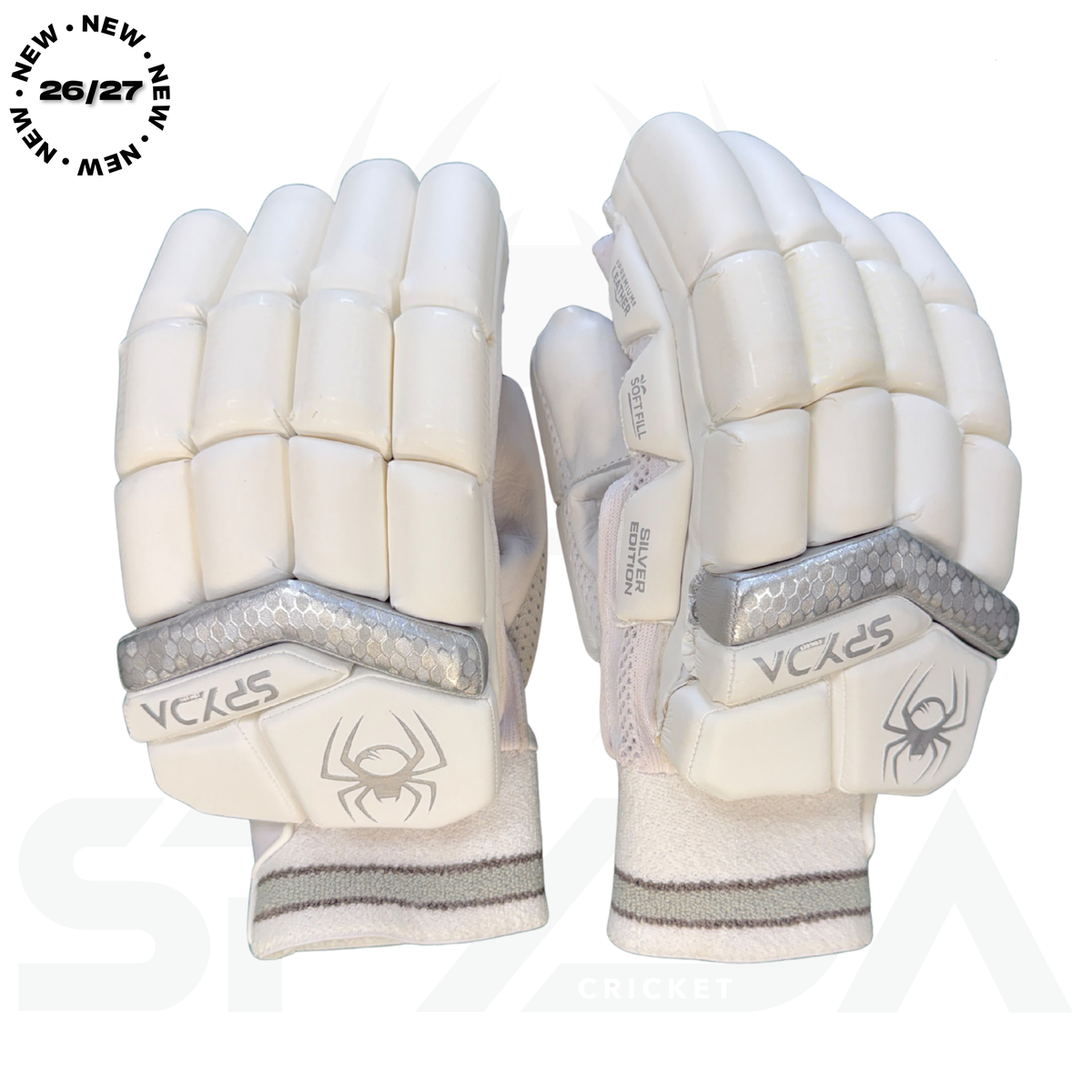 SPYDA Silver Edition Cricket Batting Gloves - Adult - 26/27