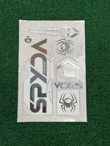 SPYDA Premium Holographic Cricket Bat Stickers - Silver Edition