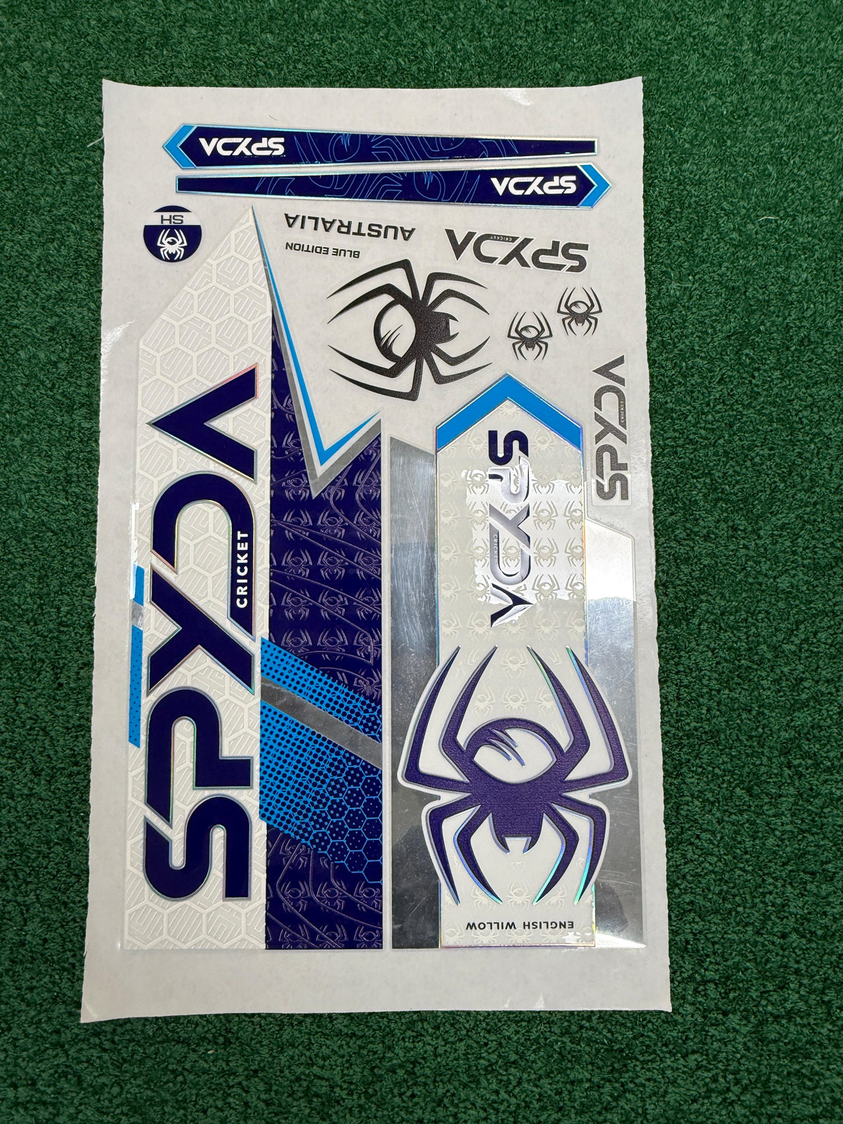 SPYDA Premium Holographic Cricket Bat Stickers - Blue Edition