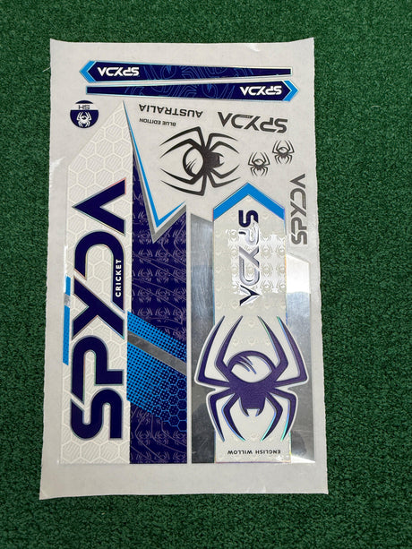 SPYDA Premium Holographic Cricket Bat Stickers - Blue Edition