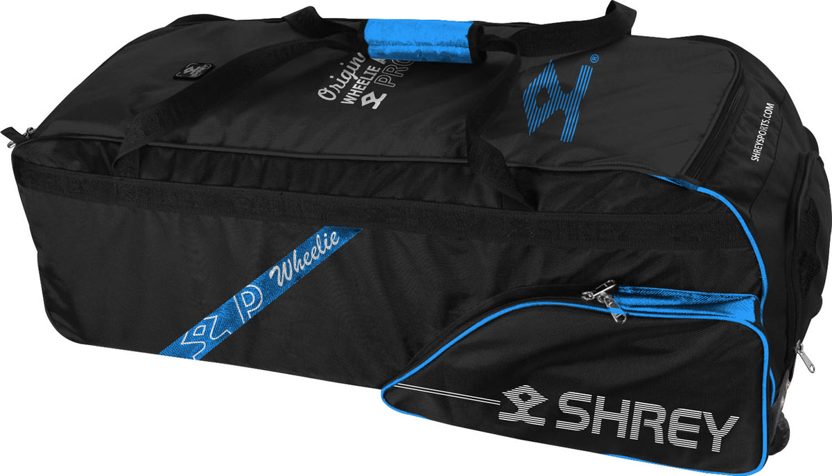 Shrey Pro Wheelie Cricket Bag – Black / Electric Blue - 26/27