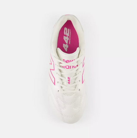 New Balance 442 Team FG V3 Junior Football Shoes – Sea Salt with Pink Heat - Medium Fit