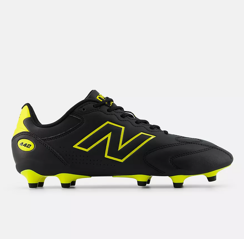 New Balance 442 Team FG V3 Men’s Football Shoes – Black with Punchy Yellow (2E Wide Fit)