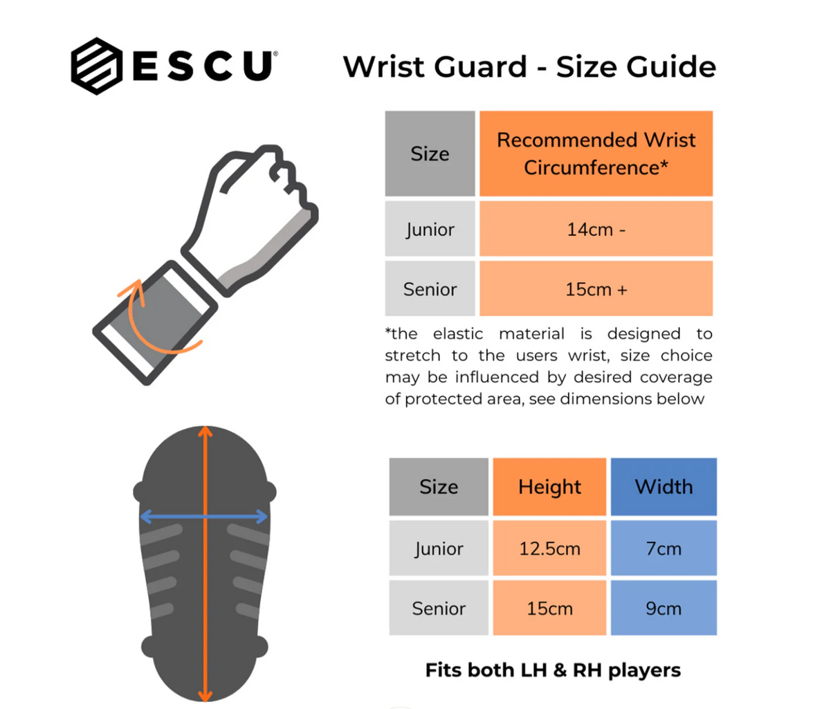ESCU Wrist Sweatband / Wrist Guard – Junior - White
