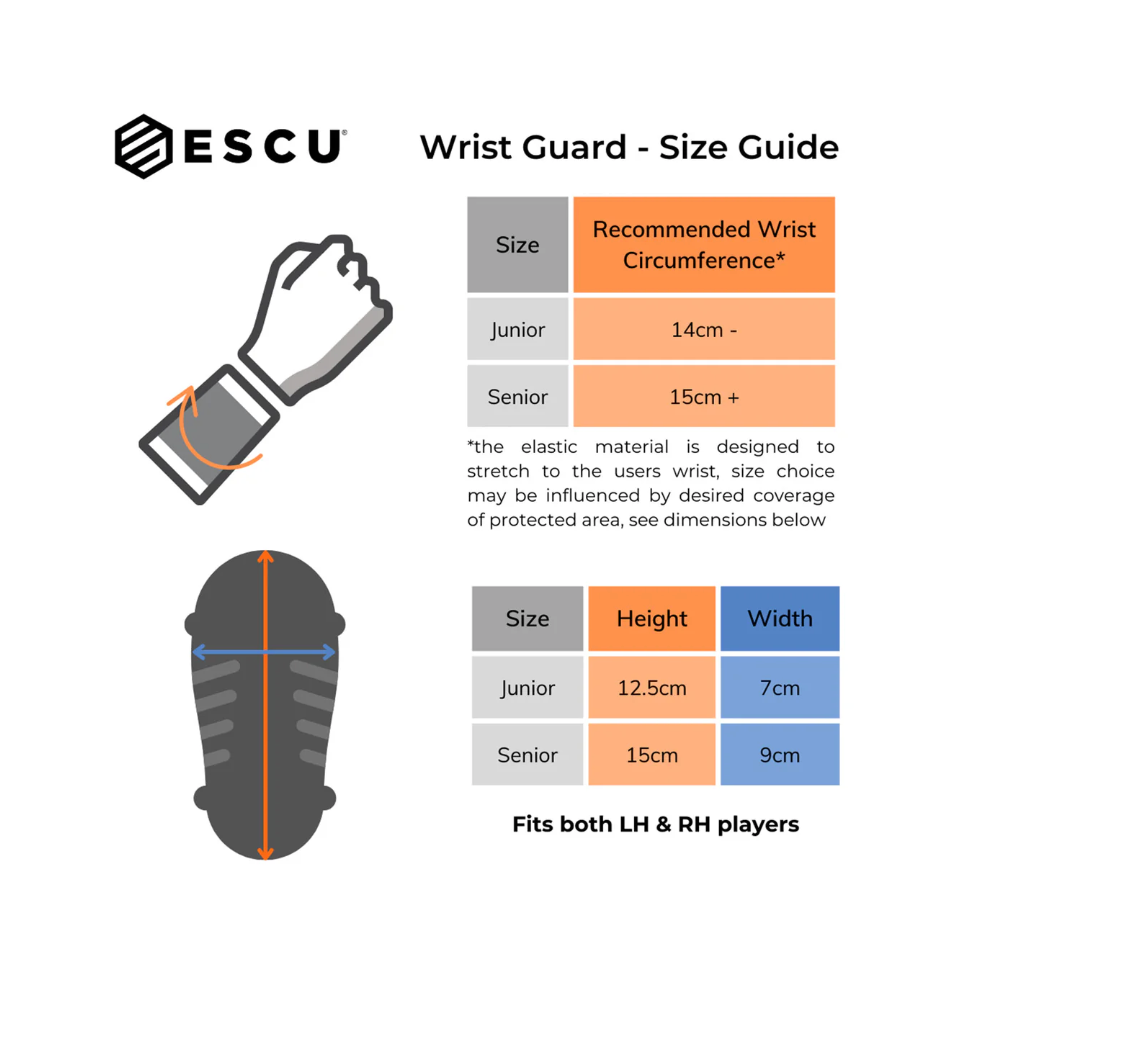 ESCU Wrist Sweatband/Wrist Guard - Senior - Black