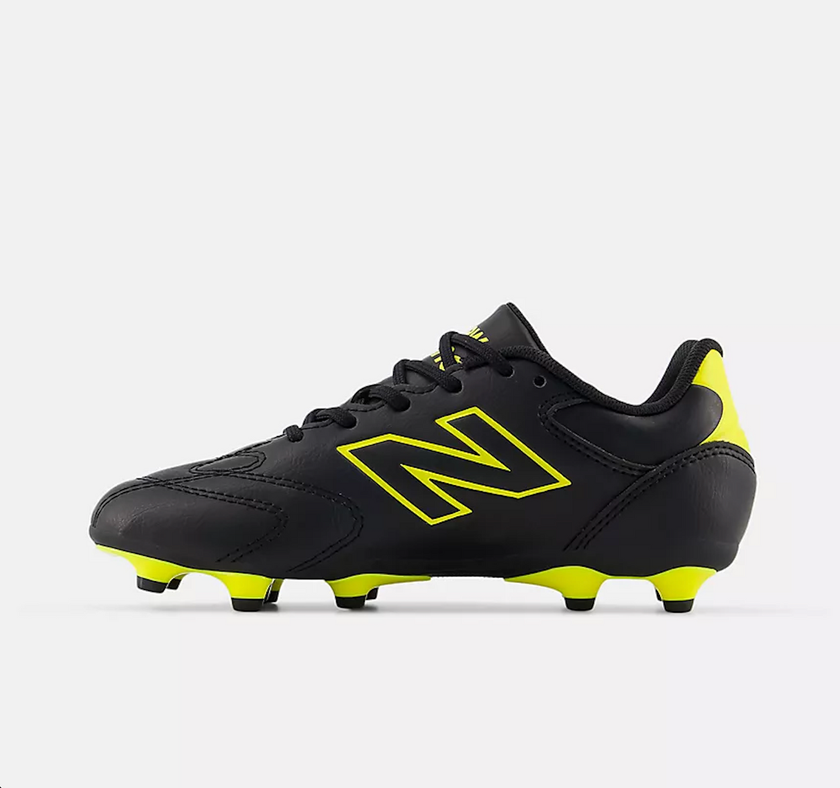New Balance 442 Team FG V3 Kid's Football Shoes – Black with Punchy Yellow (F M Medium Fit)