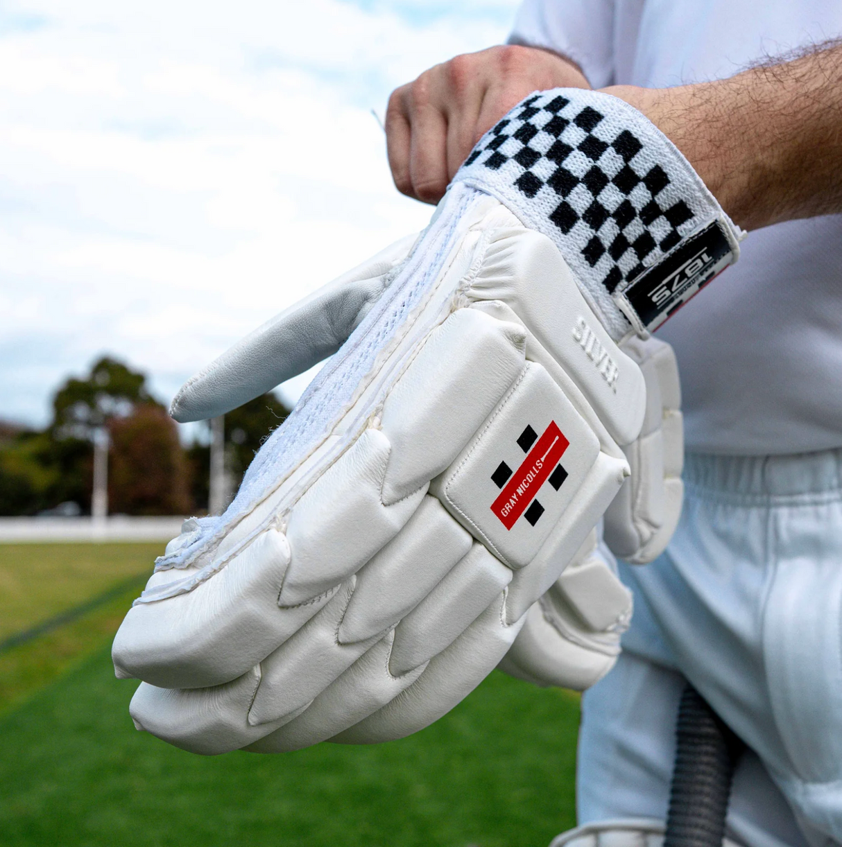 Gray Nicolls Silver Cricket Batting Gloves - 26/27