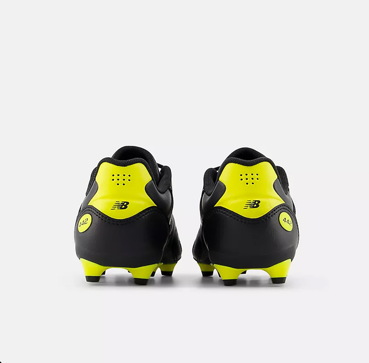 New Balance 442 Team FG V3 Kid's Football Shoes – Black with Punchy Yellow (F M Medium Fit)