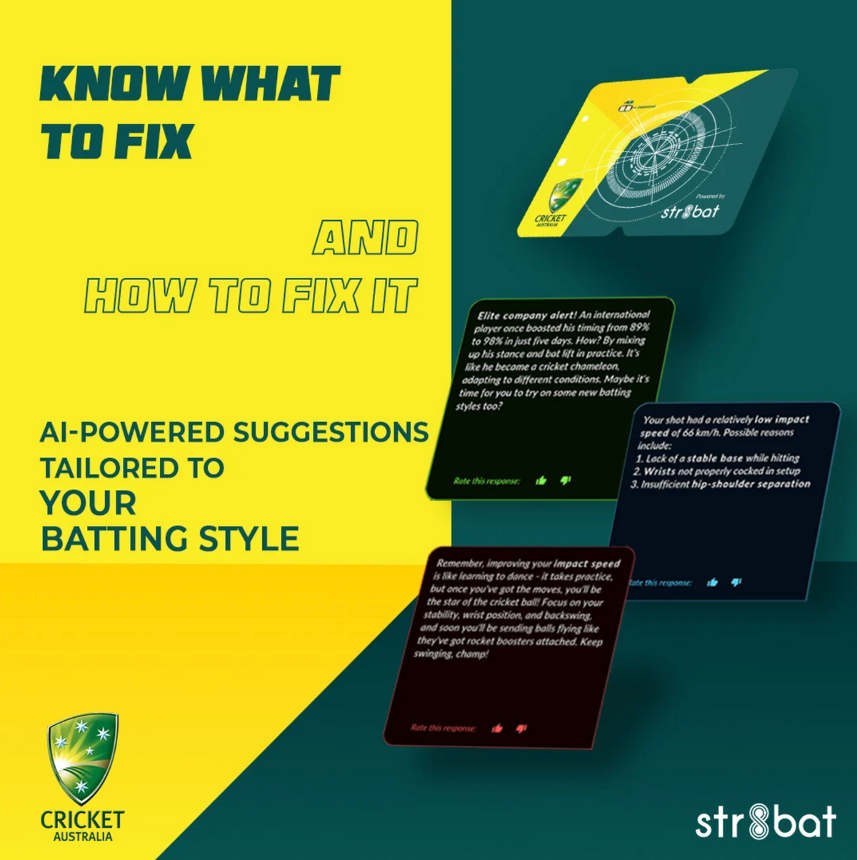 STR8BAT Pro Cricket Bat Smart Sticker V2.0 – Cricket Australia