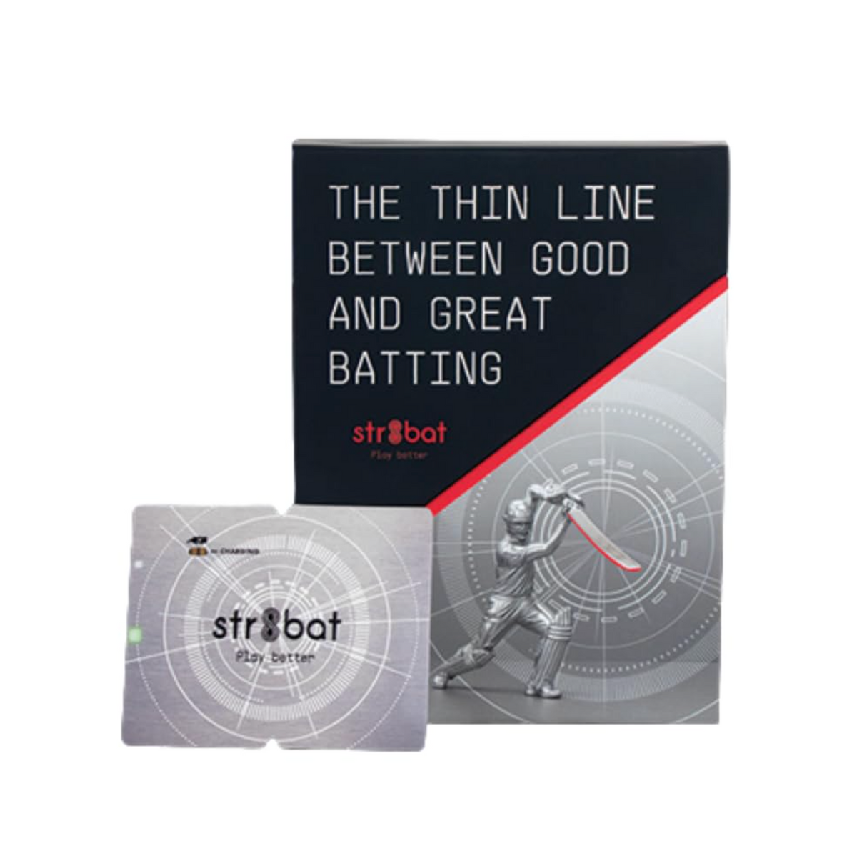 STR8BAT Pro Cricket Bat Smart Sticker V2.0 – Black/Silver