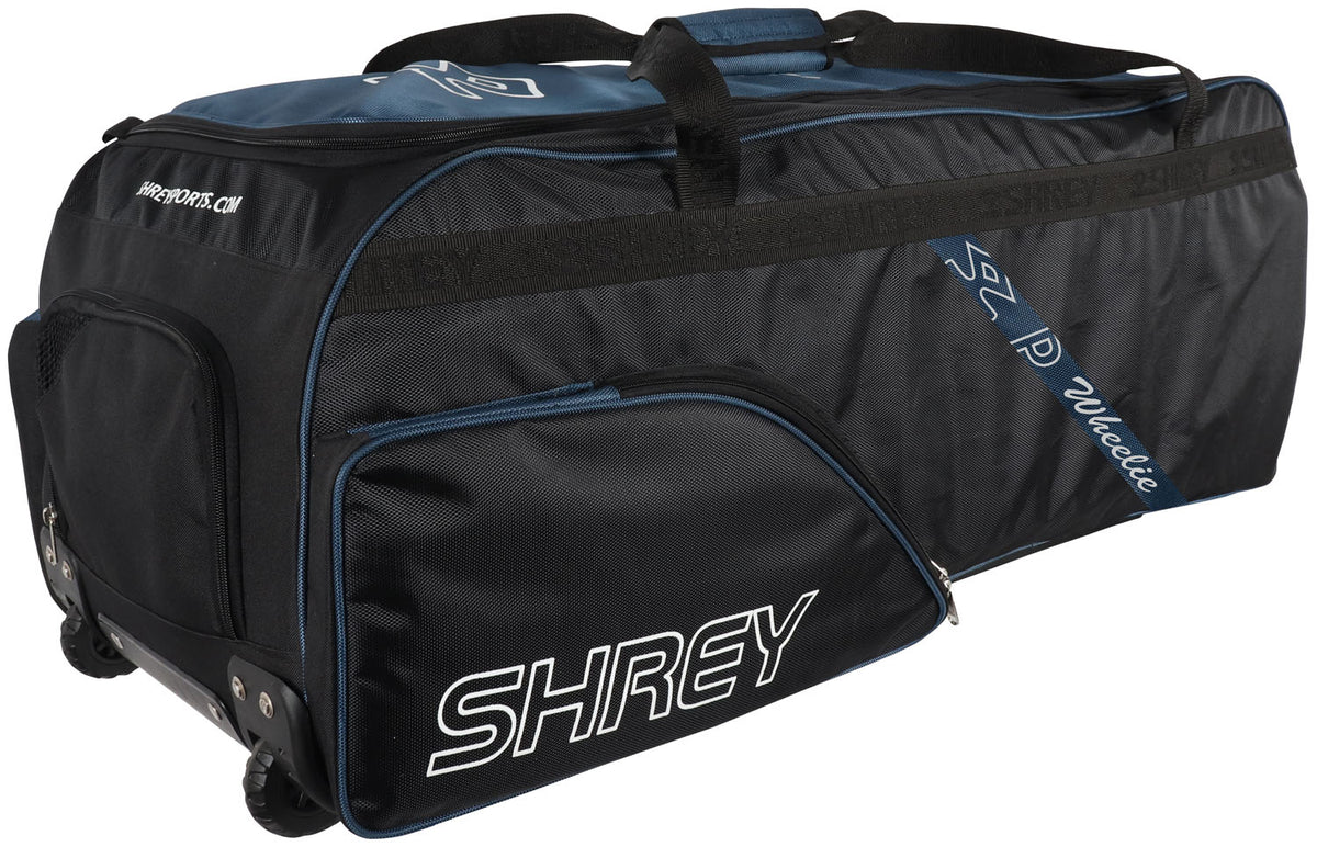 Shrey Pro Wheelie Cricket Bag – Black / Electric Blue - 26/27