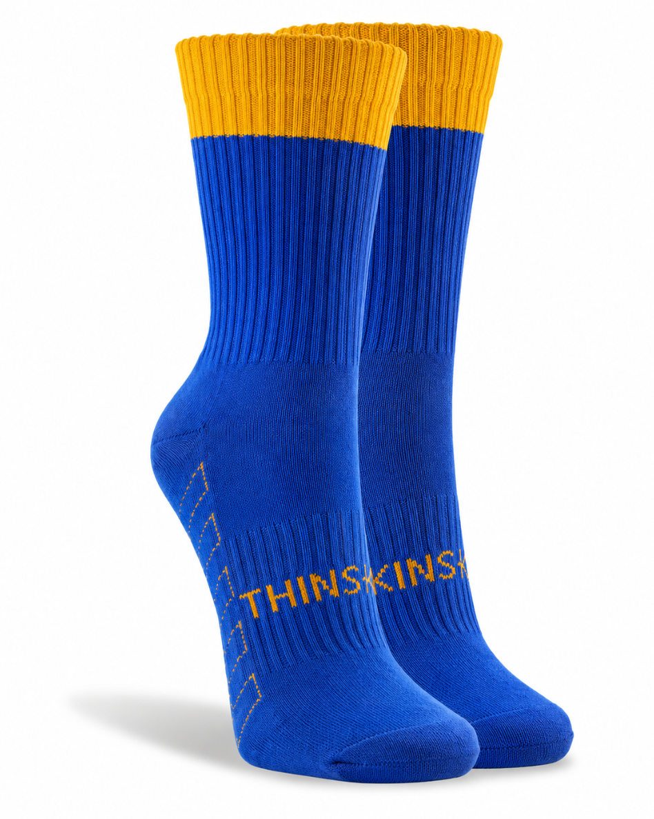 ThinSkins Short Football Socks - Royal/Gold Top