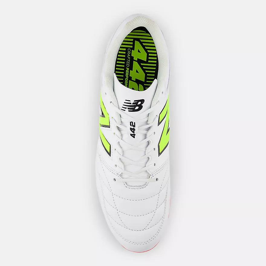New Balance 442 Team FG V2 Men's Football Shoes - White/Energy Red/Hi-Lite