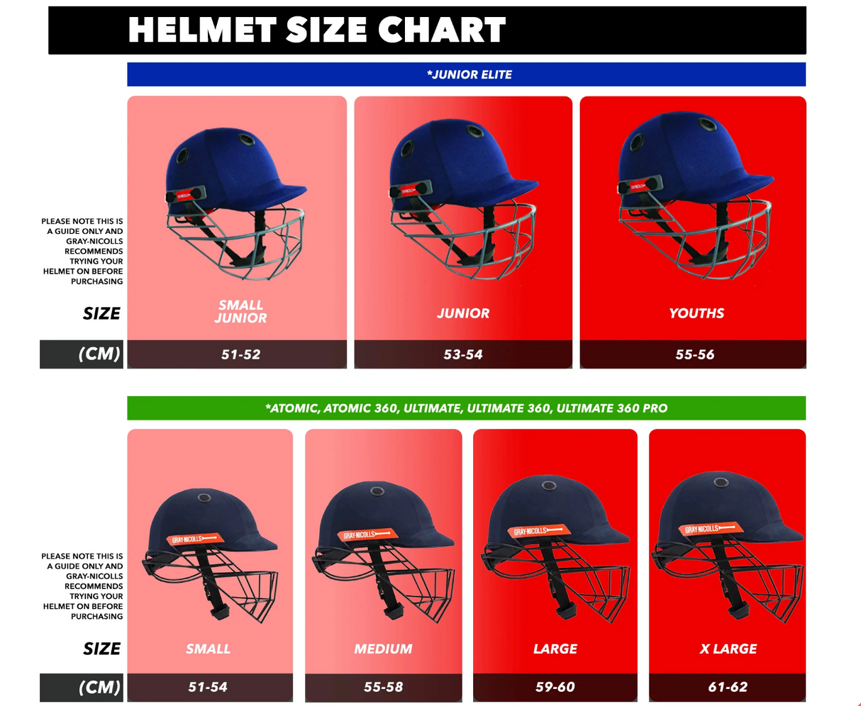 Gray Nicolls Atomic 360 Cricket Batting Helmet - Black - Senior - 26/27